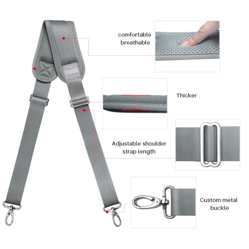 Shoulder Straps 79 inch Adjustable with Thick Soft Fixed Shoulder Pad | with Metal Swivel Hooks for Laptop Bag, Messenger Bag, Tool Bag, Camera,Luggage,for Mens and Womens - color: Grey