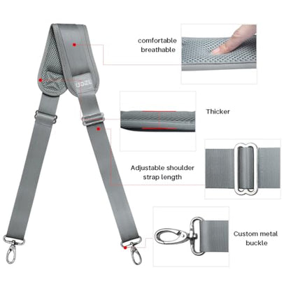 Shoulder Straps 79 inch Adjustable with Thick Soft Fixed Shoulder Pad | with Metal Swivel Hooks for Laptop Bag, Messenger Bag, Tool Bag, Camera,Luggage,for Mens and Womens - color: Grey