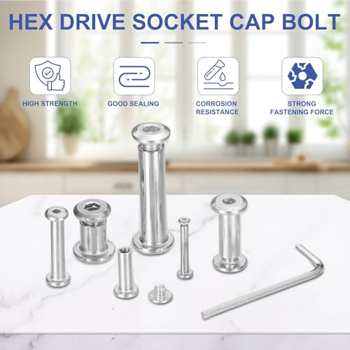 PATIKIL M6x6mm Hex Chicago Screws 8x75mm, 5Pcs 304 Stainless Steel Metric Hex Drive Socket Cap Binding Post Screw Posts for Scrapbook Leather Belt Album Furniture Repair, Silver - size: M6x6mm, 8x75mm