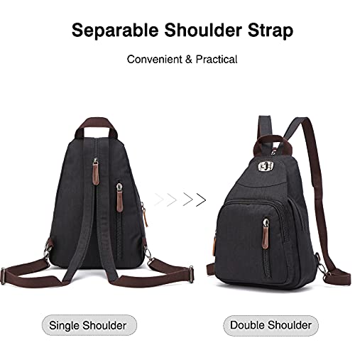 FANDARE Retro Sling Chest Backpack Multipurpose Crossbody Shoulder Bag - color: Black