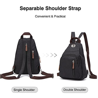 FANDARE Retro Sling Chest Backpack Multipurpose Crossbody Shoulder Bag - color: Black