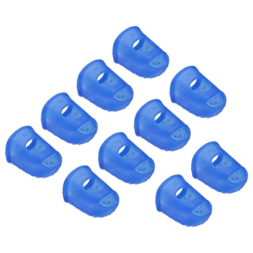 PATIKIL Finger Tips Anti Slip Fingertip Protector, 10 Pack 30mm Silicone Finger Guard for Paper Sorting Sewing Guitar Playing, Dark Blue XL Size - color: Dark Blue