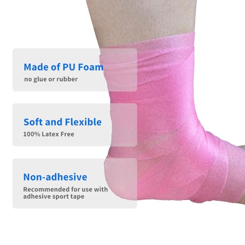 ADMITRY Pre Wrap Tape Athletic,3 Rolls X 22 Yards Pink Prewrap | Headbands for Hair,Foam Underwrap Sports Wrap - color: Pre Wrap Athletic Tape Pink(foam)-3 Rolls