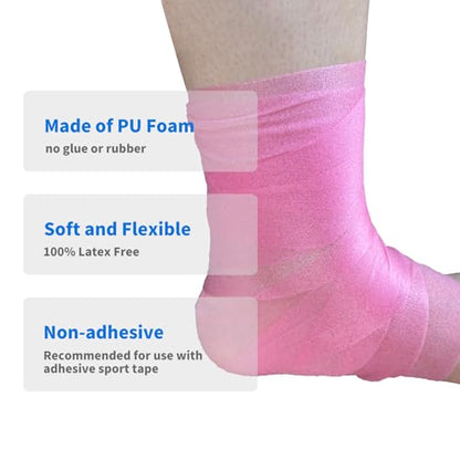 ADMITRY Pre Wrap Tape Athletic,3 Rolls X 22 Yards Pink Prewrap | Headbands for Hair,Foam Underwrap Sports Wrap - color: Pre Wrap Athletic Tape Pink(foam)-3 Rolls