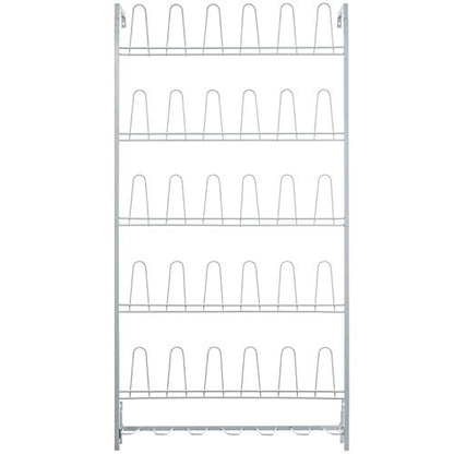 MyGift Matte White Metal Wall Mounted Shoe Rack, Holds 18 Pairs | Modern white metal wall shoe rack stores up to 18 pairs of shoes and boots while saving closet, mudroom, and entryway storage - color: White