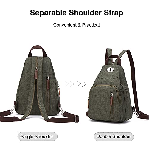 FANDARE Retro Sling Chest Backpack Multipurpose Crossbody Shoulder Bag - color: Armygreen