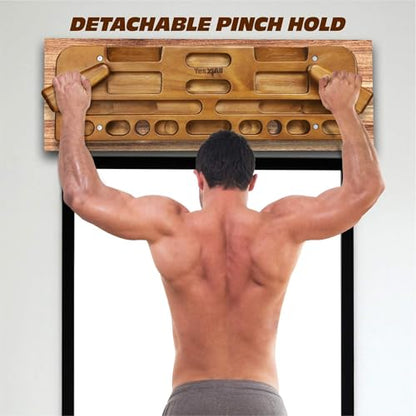 Yes4All Wooden Hang Board/Climbing Board for Doorway - Hand Strengthener Equipment for Training Finger, Grip and Pull Up - color: B. Natural - Upgraded
