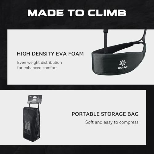 KAILAS Airo Rock Climbing Harness Men Roofing Harnesses Rescue Mountaineering Safety Belt Women Comfortable Lightweight - color: Black, size: Large