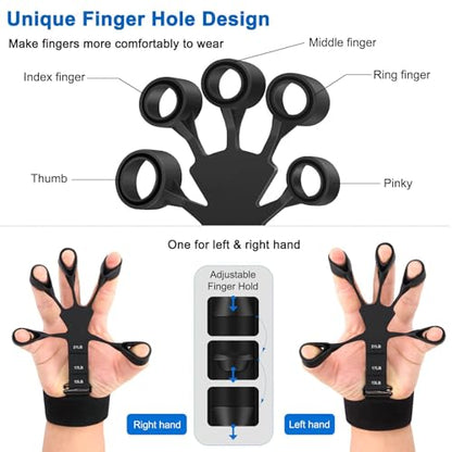 2Pcs Adjustable Finger Resistance Bands for Guitarists, Climbers, Typists, Gamers - color: BLUE