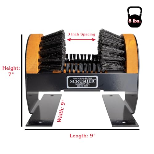 Deluxe Scrusher Heavy Duty Outdoor Boot Scraper with Brushes American Made | Durable weather resistant boot cleaner 5 shoe brushes 2 side brushes with soft bristle 3 bottom brushes with stiff bristles - style: Deluxe