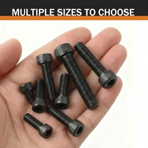M5 x 8mm (50 Pack) Socket Head Cap Bolts with Hex Spanner, Black Oxide 304 Stainless Steel 18-8, Allen Socket Drive, Full Thread