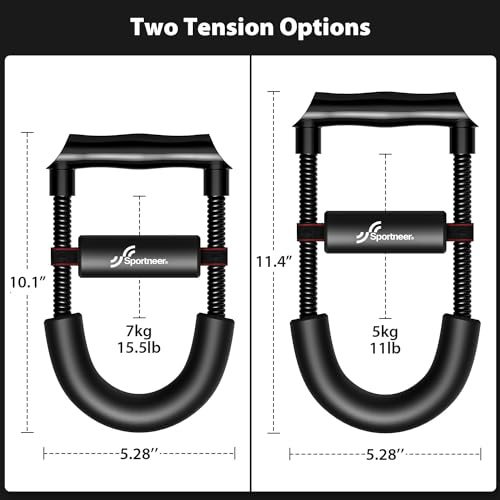 Sportneer Forearm Strengthener Wrist Exerciser with Adjustable Tension | Improving Strength Forearm Wrist- Hand Developer Arm Grip Workout Strength Trainer Home Gym Workout for Starter and Pro - style: Tension: 7kg/15.5 lbs - Length: 10.1"