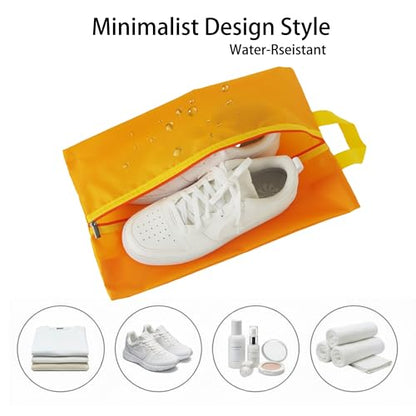 6pcs Portable Shoe Organizer, Travel Pouches with Zipper, Golf Shoe Bags, Clothes Bags, Soccer Cleats Bag Shoe Pouch for Gym, Waterproof, Odor-Resistant (Orange) | Golf Shoe Bags, Clothes Bags, Soccer Cleats Bag Shoe Pouch for Gym, Waterproof, Odor-Resist
