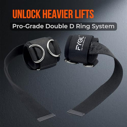 Double D Ring Weightlifting Straps - Neoprene Padding | Anti-slip silicone grip with adjustable fit for deadlifts and cable machines