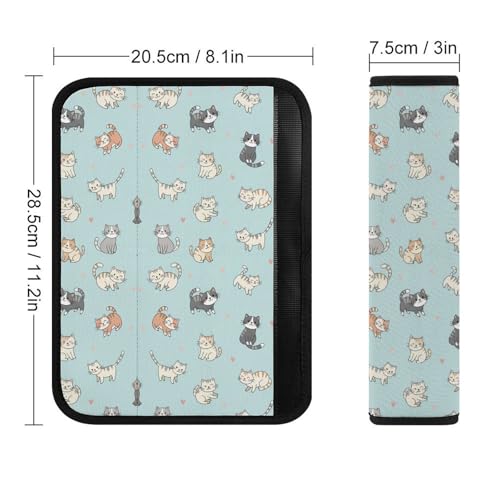 2 Pack Cute Cat Heart Blue Car Seat Belt Pad Breathable Shoulder Harness Cover for Adult Use, Stroller Pushchair High Chair, Pressure Relief - color: Pattern 265