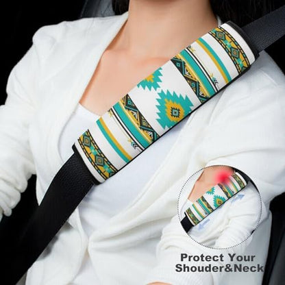 2 Pack Traditional Southwestern Navajo Tribal Style Aztec Car Seat Belt Pad Soft Padded Harness Pads Strap for Child, Car Seats Pushchair Strollers High Chair Pushchair, Anti-Slip Pad - color: Pattern 1056