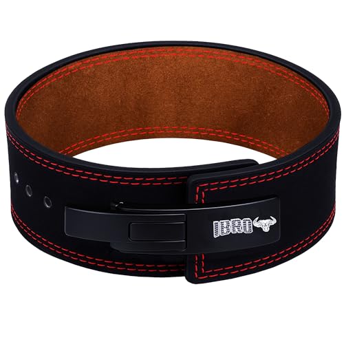 IBRO Powerlifting Lever Gym Belt – Power 8MM, 10MM or 13MM Extreme Heavy Duty Genuine Leather Belts - Squats Deadlifts Bodybuilding Weight Lifting IPF Power Lifting Strongman for Men - color: 10mm Black/Tan, size: Large