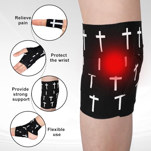 MiniInflat 2 Pcs Christian Cross Athletic Tape Sports Tape 2in x 23ft Religion Jesus Wrist Wrap for Soccer Football Baseball, Gift for Graduation Teacher Nurses Week Pentecost(Black,Crosses) - color: Black, style: Cross
