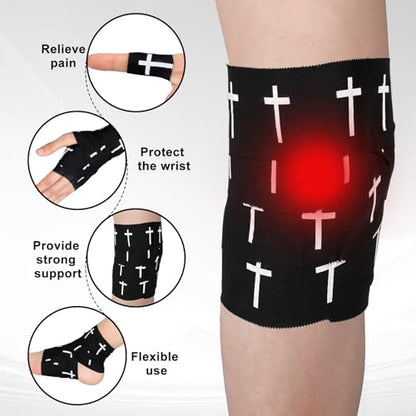 MiniInflat 2 Pcs Christian Cross Athletic Tape Sports Tape 2in x 23ft Religion Jesus Wrist Wrap for Soccer Football Baseball, Gift for Graduation Teacher Nurses Week Pentecost(Black,Crosses) - color: Black, style: Cross