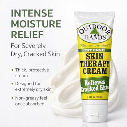 Outdoor Hands Intense Skin Therapy Cream – Crack & Dry Skin Repair – Pharmacist-Formulated Healing Cream for Cracked, Chapped or Split Hands, Heels & Elbows 3.4oz (2 Pack)