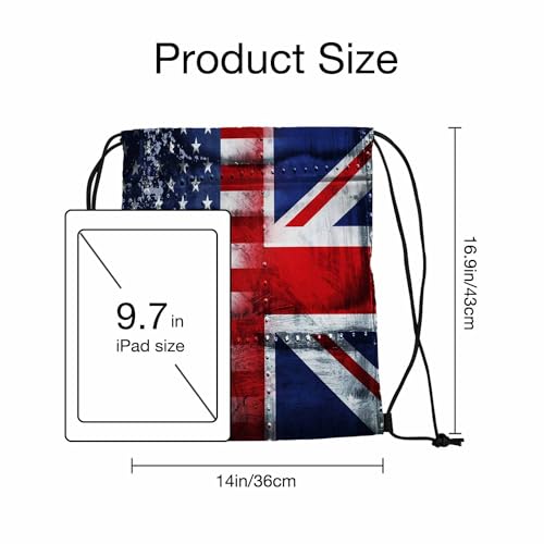 National Flag Drawstring Bag 14x16.9 Inch USA British Star White Red Striped Gym Bag Stroage Small Exercise Accessiors Water Bottle Change of Clothes Shoes - color: National Flag