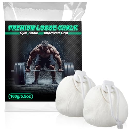 RAINFLOW 2PCS Chalk Ball - Climbing Chalk Gymnastics Magnesium Lifting for Gym, Gymnastics, Grip, Climbing, Weightlifting (5.5oz Chalk Powder) | Gym Chalk, Magnesium Hand Chalk for Weightlifting, Rock Climbing, Bouldering, Lifting, Workout, Gym Bars & Spo