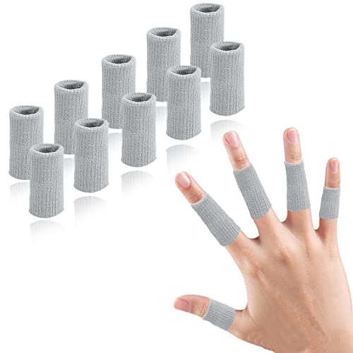 Finger Compression Sleeves Support, Finger Protectors Cots for Arthritis Swelling Basketball Sport, Breathable Elastic (10, Gray, One Size) - color: Gray
