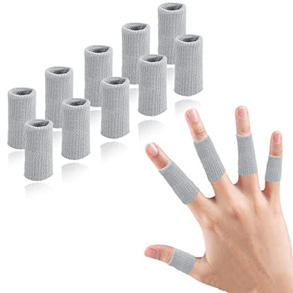 Finger Compression Sleeves, 10 Pcs | Finger Protectors Cots for Arthritis Swelling Basketball Sport, Breathable Elastic - color: Gray