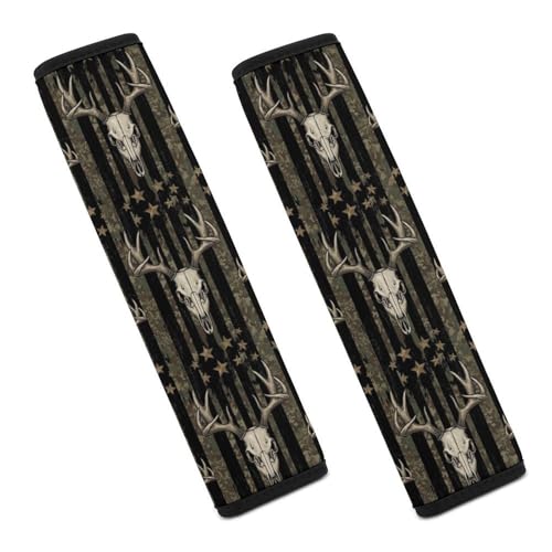 1 Pair Soft Padded Seat Belt Cover for Child, Most Cars, Camo American Flag Deer Camouflage Shoulder Harness Cover, Neck and Shoulder Support - color: Pattern 803
