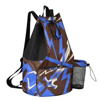 Drawstring Climbing Gym Bag With Water Bottle Holder Drawstring Bags For Men Women with Wet Dry Compartments Abstract Art Lighting Blue Black