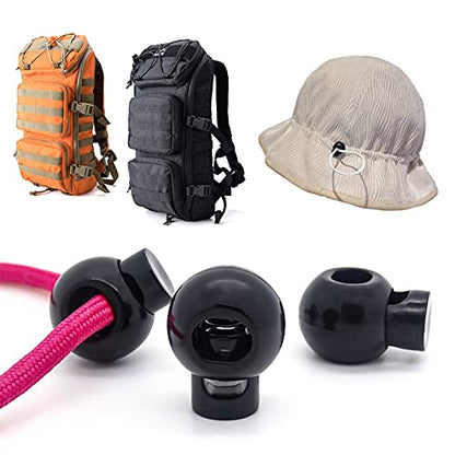 100Pcs Spring Cord Lock, Toggle Stoppers, Single Hole End Round Fastener Buttons Slider, Elastic Drawstring Rope Lock for Camping, Hiking, Backpacks, Shoelace, Sportswear