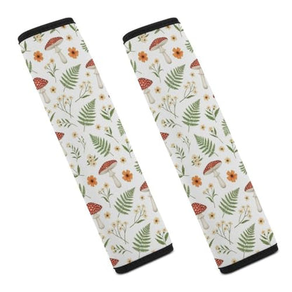 2 Piece Botanical Mushroom Fern Wild Flower Car Seat Belt Pad Breathable Seat Belt Cushion for Child, Stroller Pushchair High Chair, Easy Install (No Tool) - color: Pattern 921