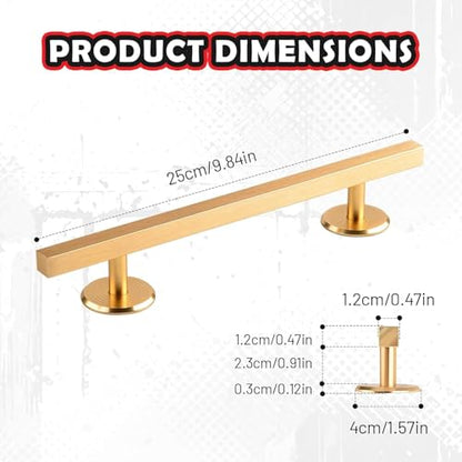 Colaxi Fingerboard Square Rail, 7.87 in Aluminum Alloy with Weighted Base for Grind Tricks and Skatepark Setups, Gold - color: Square Gold, size: 20cm