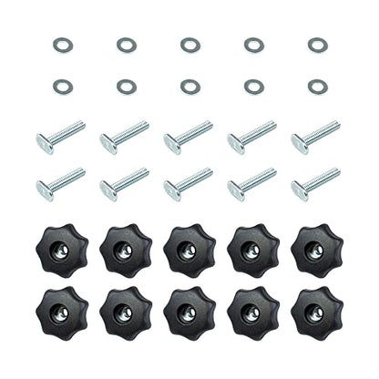 POWERTEC 71481 T Track Knob Kit w/ 7 Star Knob, 1/4-20 Threaded Bolts and Washers, 10 Pack, T Track Bolts, T Track Accessories for Woodworking Jigs and Fixtures - style: 1/4-20 T Track Knob Kits, 10PK
