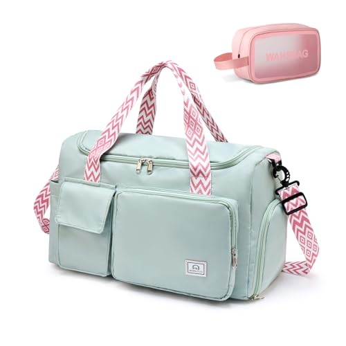Small Gym Bag for Women, Travel Duffle Bag Carry On Weekender Bag with Shoe Compartment - color: 34#Green, style: Gym Bag&toiletry Bag
