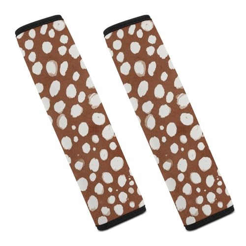 1 Pair White Dots Brown Skin Christmas Deer Print Car Seat Straps Shoulder Pads Soft Padded Harness Pads Strap for Adult Use, Stroller Pushchair High Chair, Comfortable Driving - color: Pattern 900