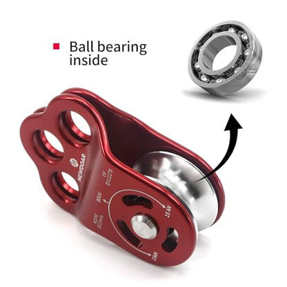 NewDoar 30 KN CE Certified Three Holes Rescue Climbing Pulley,for Max Rope 13mm Rope Hauling with Bearing Rappelling, Zipline,Durability Side Plates - color: One Unit (30KN Pulley Red)