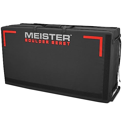 Meister Boulder Beast XL Tri-Fold Climbing Crash Pad w/Backpack Straps | Oversized 72" x 44" landing area with 5" multi-layer cushioning for bouldering + shoe cleaning carpet