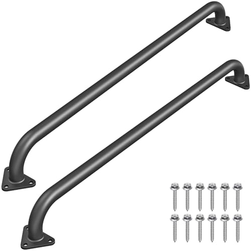 SELEWARE 42-Inch Black Metal Playground Safety Handle - 2 Pcs Heavy-Duty Playset Grab Bars for Treehouse, Rock Climbing Wall & Jungle Gym - Indoor/Outdoor Ladder Handle for Kids Playground Equipment - color: E: 42"-2 Pcs-black