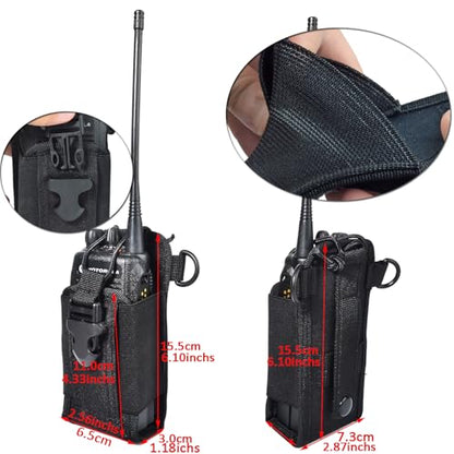 HYS MOLLE Radio Pouch, Universal Walkie Talkie Holster for Duty Belt & Vest | Adjustable Reflective Shoulder Strap W/Padded Non-Slip, Anti-Sway Strap, Hands-Free Tactical Handheld Radio Holder - color: Black