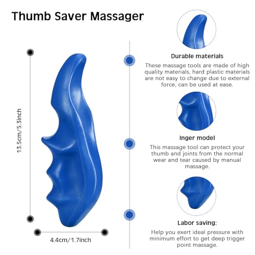 Nuanchu 2 Pcs Blue Thumb Saver Massage Tool Deep Tissue Massager for Pressure Reflexology Professional Neck Shoulder Back Foot Stress Relief - color: Blue