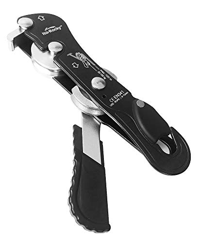Self-Braking Stop Descender - CE Certified Rescue & Climbing Gear | Auto-Braking with Anti-Panic Function for Rescue, Cave Rappelling, Aerial Work, and Emergency Escape, Fits 9-12mm ropes - color: Black Descender