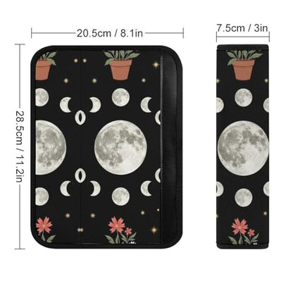 2 Piece Moon Phase Cycle Full Moon Plants Celestial Sun Car Seat Straps Shoulder Pads Universal Fit Automotive Seat Belt Protector for Kids, Car Seats Pushchair Strollers High Chair Pushchair - color: Pattern 993