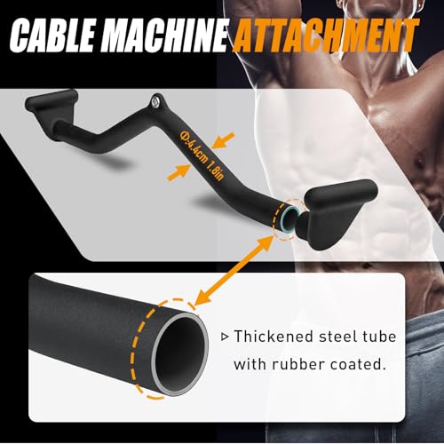 BLUSLM Lat Pull Down Bar T bar Row Attachment, V Bar Tricep Lat Pulldown Attachments, Back Strength Training Bar for Home Gym Exercise Cable Machine Attachments - color: Black 05