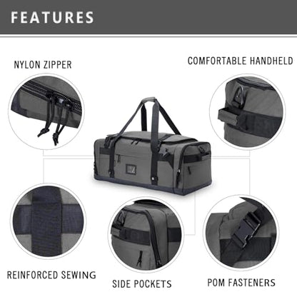 Large Duffle Bag for Travel - Men & Women, Foldable Gym Duffle Backpack, Heavy Duty Tactical Military Canvas Duffel Bags, Extra Big Carry On with Shoe Pockets, Waterproof (80L/103L) - color: Grey, size: M(80L)