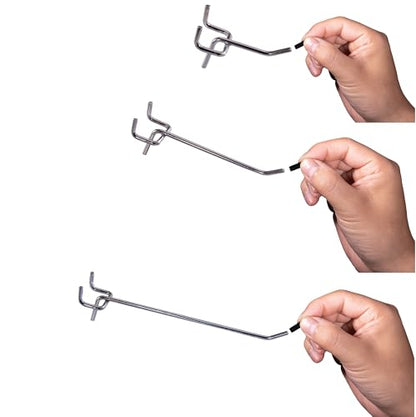 Bamboo's Grocery LoKii 60 Pack 2&4&6 Inch Silver Pegboard Hooks, 1/4" Heavy Duty Peg Board Shelving Hooks Organizer Accessories, Peg Board Tool Hangers - size: 2&4&6 Inch