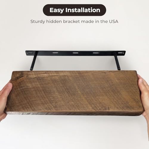 Reclaimed Wood Floating Shelves Real Thick Solid Wood Shelf Handmade - size: 24x8