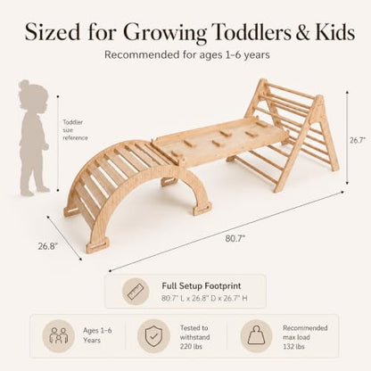 Avenlur 5-in-1 Pikler Triangle Set – Hazel Montessori Indoor Jungle Gym – Climbing Triangle, Waldorf Rocker, Toddler Indoor Climbing Toys, & Slide – Wooden Indoor Playground Playset, Ages 2-7 | Montessori Climbing Set & Indoor Playground: Triangle Ladder,