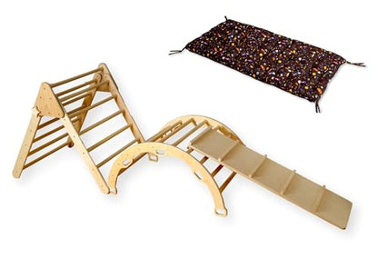 Montessori Wooden Climbing Set for Kids | Montessori Climbing Triangle Climbing Dome Ramp and Pillow | Montessori Climbing Frame Set for Toddler | Montessori Playground | Kids Play Gym(Stpace) - style: Space