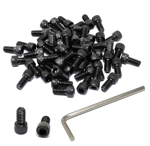 iexcell 50 Pcs 1/4-20 x 1/2" Alloy Steel 12.9 Grade Hex Socket Head Cap Screws Bolts Kit, Black Oxide Finish - size: 1/4-20 x 1/2"